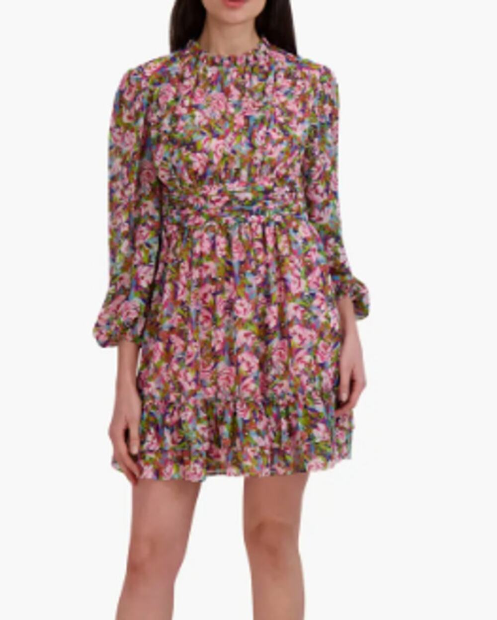 Julia Jordan Size 12 Floral Lace 3/4 Sleeve High Neck Mini Fit & Flare Dress